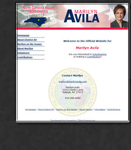 Web Design by Tiffany Richards for Marilyn Avila, State Rep, Raliegh, NC