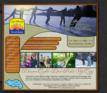 Web Design by Tiffany Richards for Lake Miltona Visitors Bureau in Lake Miltona, MN