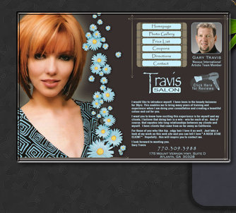 Web Design by Tiffany Richards for Travis Salon in Atlanta, GA